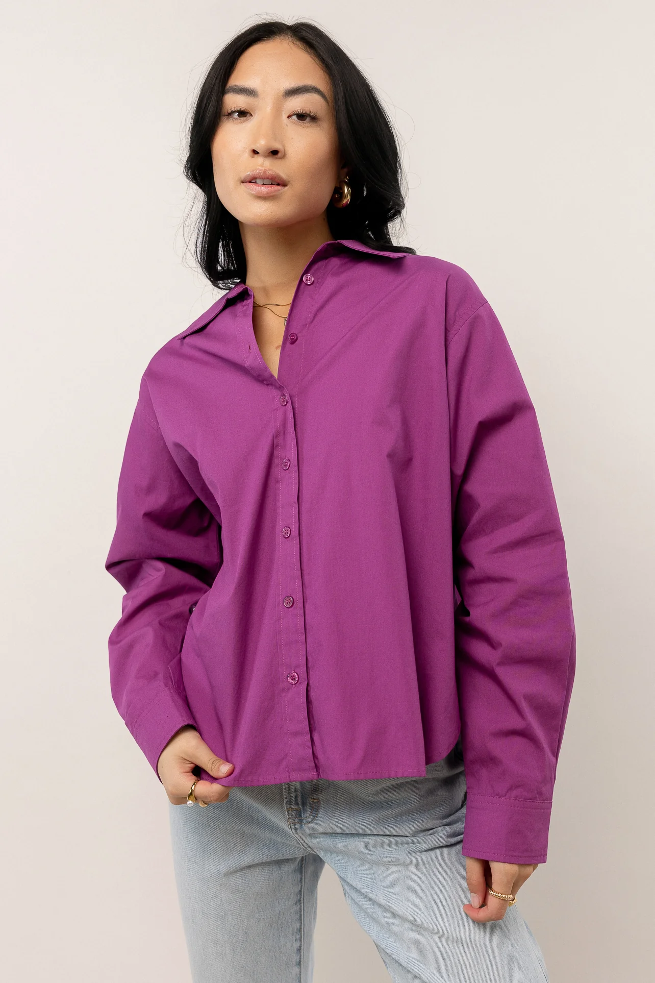 Kathryn Button Up Shirt in Magenta - FINAL SALE - Image 4