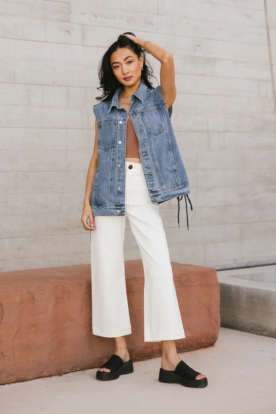 Sadie Wide Leg Pants in Cream - FINAL SALE - Image 3